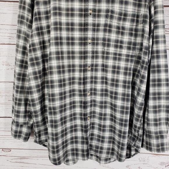 Ivy Crew Classics Men's Black Gray Plaid Cotton Long Sleeve Shirt Size Large - Picture 3 of 13